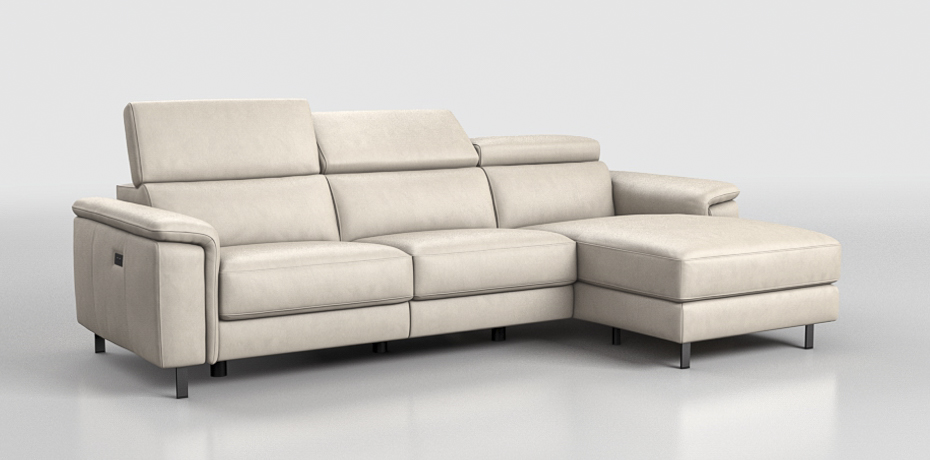 Luzzano - large corner sofa with 1 electric recliner - right peninsula